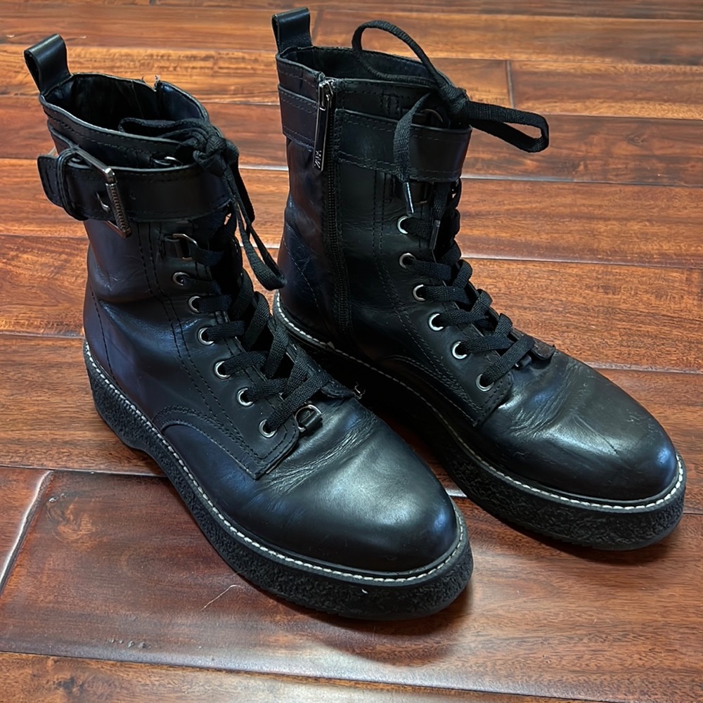 Zara black combat boot